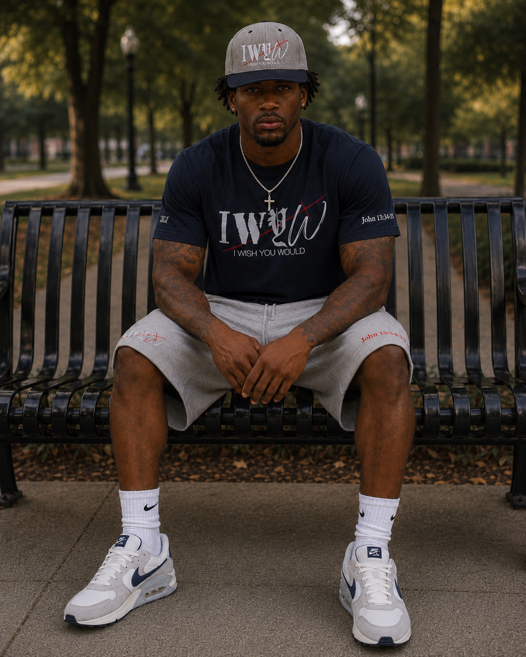 “IWYW” Signature Black & Grey fleece shorts (Unisex)