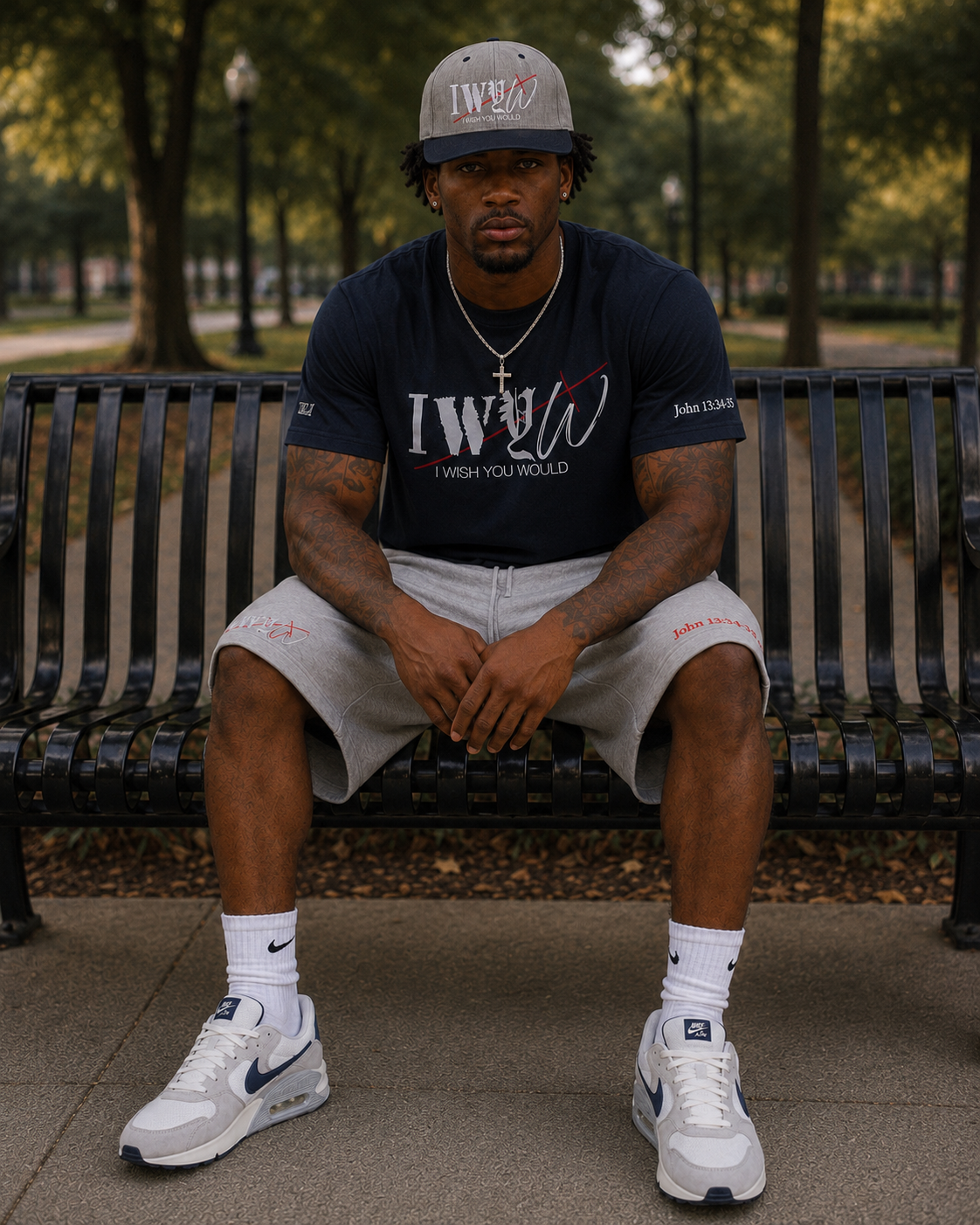 “IWYW” Signature Black & Grey fleece shorts (Unisex)