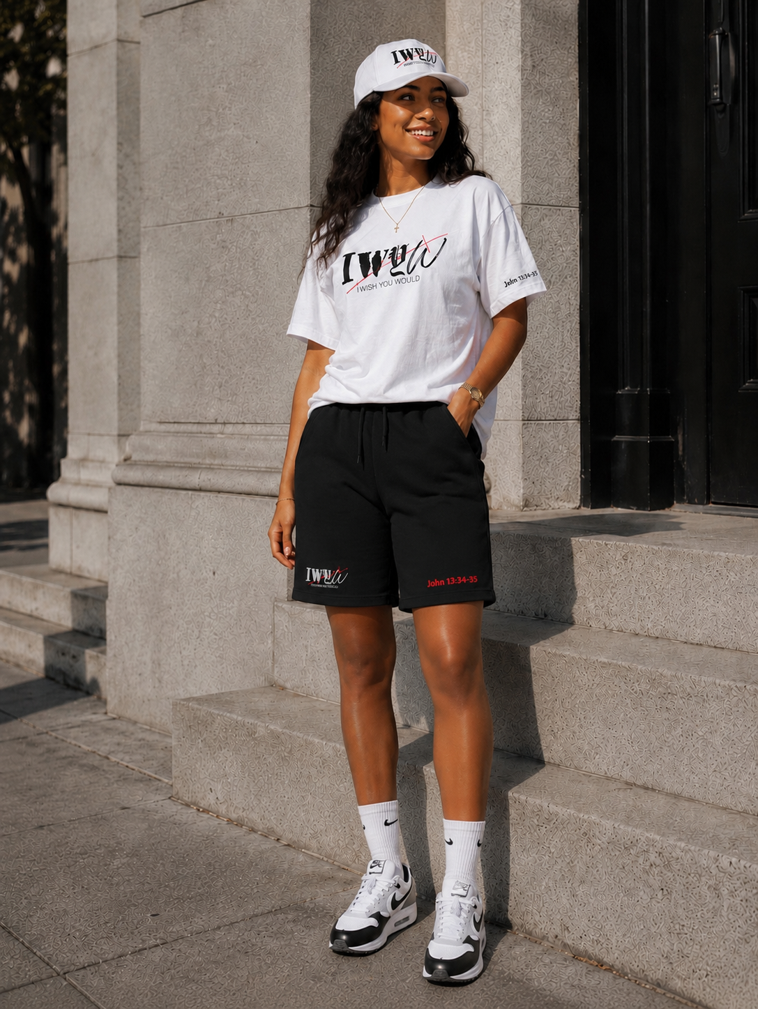 “IWYW” Signature Black & Grey fleece shorts (Unisex)